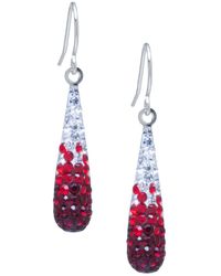 Giani Bernini Pave Two Tone Crystal Teardrop Earrings Set In Sterling Silver. Available In Clear And Blue - Red