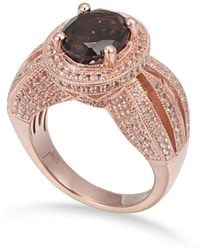 SUZY LEVIAN NEW YORK - Suzy Levian Sterling Silver Oval Cut Center Topaz Cocktail Ring - Lyst