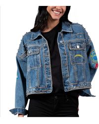 G-III 4Her by Carl Banks - Los Angeles Chargers First Finish Medium Denim Full-button Jacket - Lyst