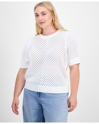 On 34th - Diagonal-knit Puff-sleeve Sweater - Lyst