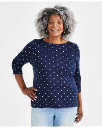 Style & Co. - Plus Size Printed Pima Cotton 3/4-sleeve Top - Lyst