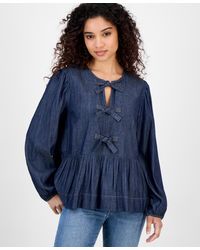 Nautica - Chambray Peplum-hem Top - Lyst
