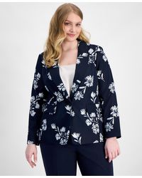 Tahari - Plus Size Printed One-button Blazer - Lyst