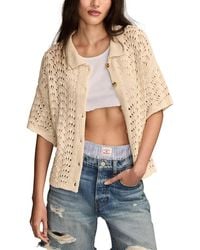 Lucky Brand - Short Sleeve Cropped Button Up Sweater - Lyst