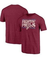 Men's Philadelphia Phillies Fanatics Branded Burgundy True Classics  Throwback Logo Tri-Blend T-Shirt