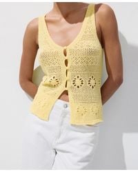 Mango - Buttons Crocheted Vest - Lyst