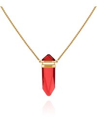 Vince Camuto - Imitation Red Siam Epoxy Pendant Gold-tone Long Chain Statement Necklace - Lyst