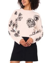Vince Camuto - Floral-embroidered Crewneck Sweater - Lyst