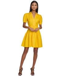 Karl Lagerfeld - Puff-sleeve Belted A-line Dress - Lyst