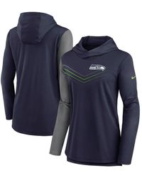 Nike - College Navy And Heathered Charcoal Seattle Seahawks Chevron Hoodie Performance Long Sleeve T-shirt - Lyst
