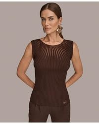 Donna Karan - Mesh Detail Sleeveless Knit Top - Lyst