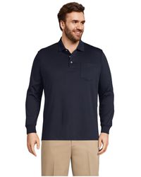 Lands' End - Long Sleeve Super Soft Supima Polo Shirt With Pocket - Lyst