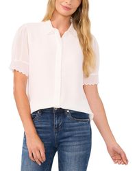 Cece - Scalloped Puff-sleeve Button-front Blouse - Lyst