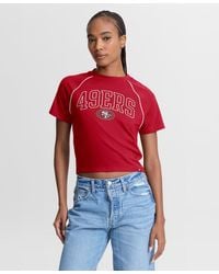 Fanatics - Scarlet San Francisco 49ers Offensive Scheme Raglan Tri-blend Cropped Top - Lyst