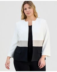 Kasper - Plus Size Collarless Colorblocked Open-front Jacket - Lyst