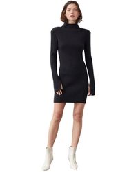 Crescent - Iliana Mock Neck Ribbed Sweater Mini Dress - Lyst
