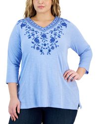 Style & Co. - Plus Size Embroidered V-neck Knit Tunic Top - Lyst