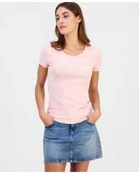 Guess - Short-sleeve Crewneck Degrade Paillette Logo T-shirt - Lyst