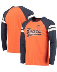 Starter Orange And Navy Chicago Bears Throwback League Raglan Long Sleeve Tri-blend T-shirt