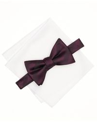 Alfani - Balaton Stripe Bow Tie & Solid Pocket Square Set - Lyst