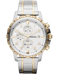 Fossil - Chronograph Dean Two-tone Stainless Steel Bracelet Watch 45mm Fs4795 - Lyst