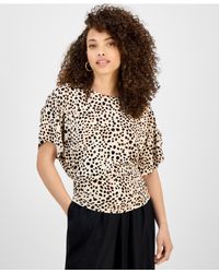 INC International Concepts - Petite Scoop-neck Ruched Top - Lyst