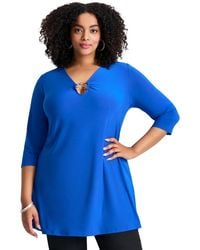 Avenue - Plus Size Ring Detail Tunic Top - Lyst