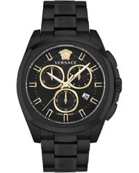 Versace - Swiss Chronograph Geo Black Ion-plated Stainless Steel Bracelet Watch 43mm - Lyst