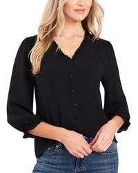 Cece - Ruffled Button-front 3/4-sleeve Blouse - Lyst