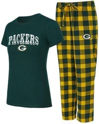 Concepts Sport - 2-piece Green/gold Green Bay Packers Avondale T-shirt And Pants Flannel Pajama Set - Lyst