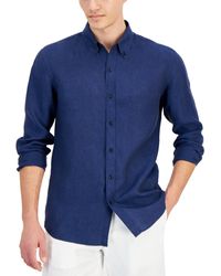 Michael Kors - Slim Fit Long Sleeve Button-down Linen Shirt - Lyst