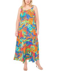 Vince Camuto - Plus Size Printed Square-neck Sleeveless Maxi Dress - Lyst