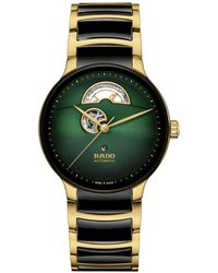 Rado - Swiss Automatic Centrix Open Heart Black Ceramic & Gold Pvd Stainless Steel Bracelet Watch 40mm - Lyst