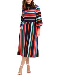 Eloquii - Plus Size A-line Dress With Puff Sleeves - Lyst
