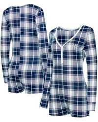 Concepts Sport - New York Yankees Ashford Plaid V-neck Knit Romper - Lyst