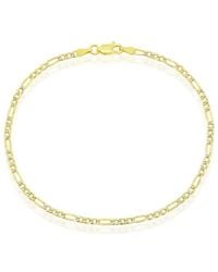 Simona - Sterling Silver 2.5mm Pave Figaro Anklet - Lyst