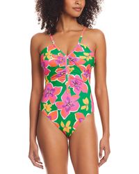 Sanctuary - Shirred-front One-piece Swimsuit - Lyst