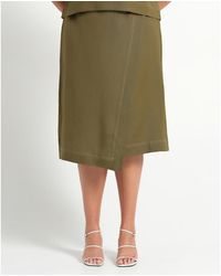 Estelle - Plus Size S Sonnet Linen Summer Wrap Midi Skirt - Lyst