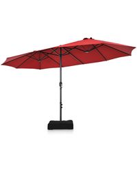 COSTWAY - 15ft Double-sided Twin Patio Umbrella Sun Shade Outdoor Crank Market Base - Lyst