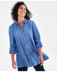 Style & Co. - Tiered Button-front Chambray Shirt - Lyst