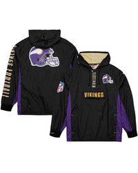 Mitchell & Ness - Distressed Minnesota Vikings Team Og 2.0 Anorak Vintage-like Logo Quarter-zip Windbreaker Jacket - Lyst