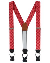Trafalgar - Rowan Geometric Pattern Silk Button End Suspenders - Lyst