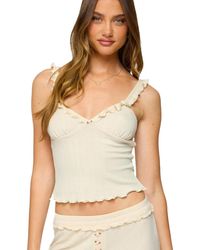 Edikted - Posy Ruffle Pointelle Tank Top - Lyst