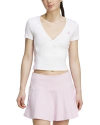 adidas - Surplice-neck Three-stripes Short-sleeve T-shirt - Lyst