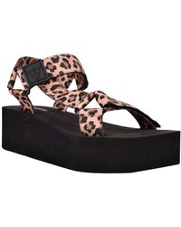 Guess Avin Strappy Platform Sandals in Denim/Beige/Blush (Pink) - Lyst
