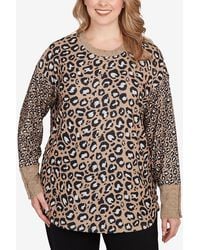 Ruby Rd. - Plus Size Sweater Trimmed Cozy Animal Print Top - Lyst