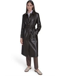 Calvin Klein - Belted Faux-leather Trench Coat - Lyst