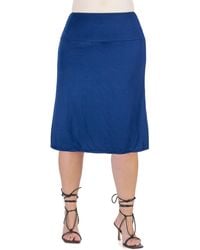 24seven Comfort Apparel - Plus Size A Line Elastic Waist Skirt - Lyst