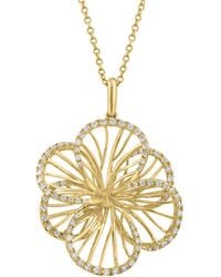 Effy - Effy Diamond Border Openwork Flower Pendant Necklace (3/8 Ct. T.w. - Lyst