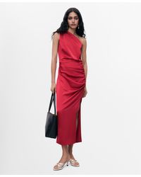 Mango - Side Slits Asymmetrical Satin Dress - Lyst